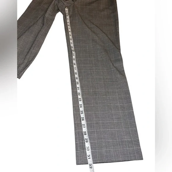 EUC St. John Wool Spandex Stretch Trouser Dress Pant Black Cream Plaid Size 12 - Picture 13 of 14